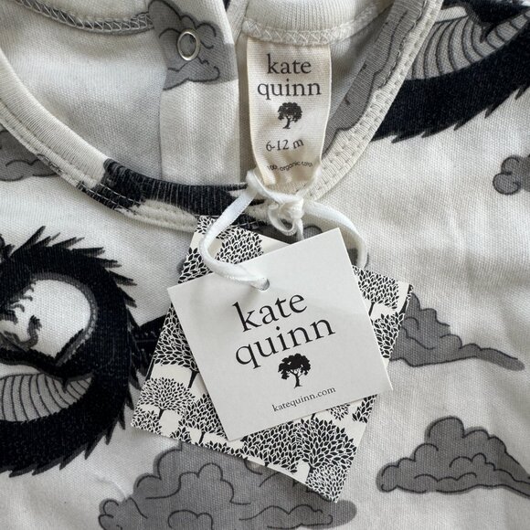 Kate Quinn Ruffle Bodysuit | Long Sleeve Dragon Print | Ivory & Black | 6–12M - Picture 2 of 5